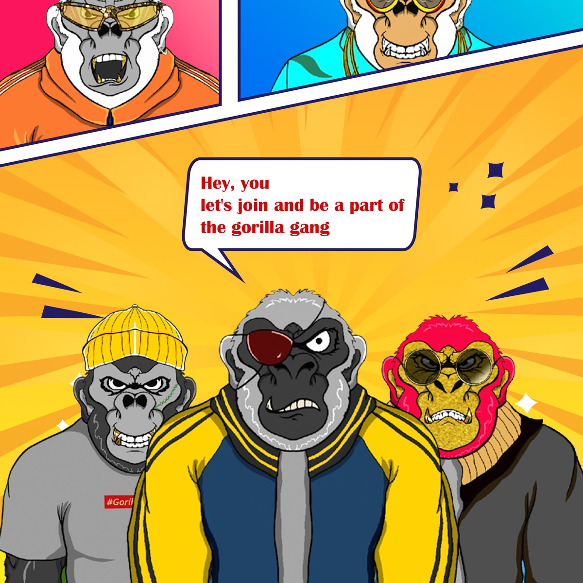 Join #GorillaGang
10,000 Collectibles NFTs that's gonna rock your day !

#NFT #AnimaverseNFT