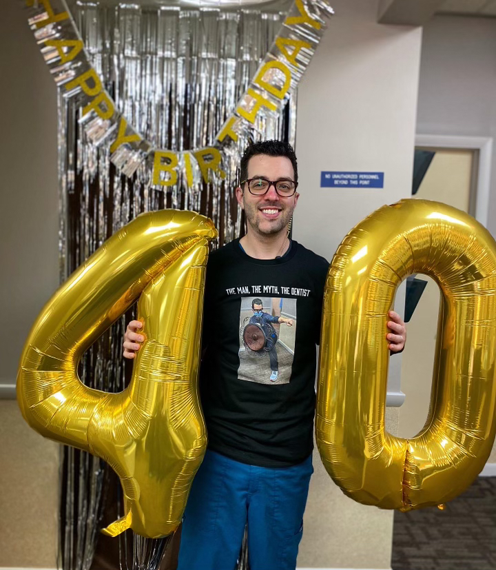 AmDentSolutions's tweet photo. The Man, The Myth, THE DENTIST! Happy Birthday to Dr. Neil! We had fun in our Wyomissing office celebrating this week 🎂🥳 https://t.co/9GC5u6IKbQ