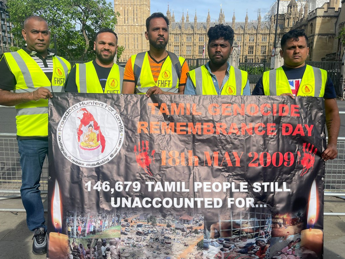 hunters_for's tweet photo. The 13th year of remembrance of the massacre by the Sri Lankan forces. Freedom Hunters For Tamils have organised an awareness vigil to enlighten the British public on 18.05.2022 in front of UK parliament  about the ongoing atrocities of the Sri Lankan government. https://t.co/6bCqCtXFdF