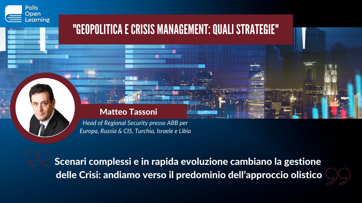 PolisO_Learning's tweet photo. 🔴 #Live Matteo Tassoni (@TassoniMatteo 
Head of Regionale #Security @ABBItalia #Europa #Russia #Cis #Turchia #Israele #Libia) nuovi scenari complessi e la  #CrisisManagement.

Continua #SteamingLive 👉 
https://t.co/tvzOGNecvz dei nostri Relatori della II° sessione dell'evento! https://t.co/Lgf50QhF6f