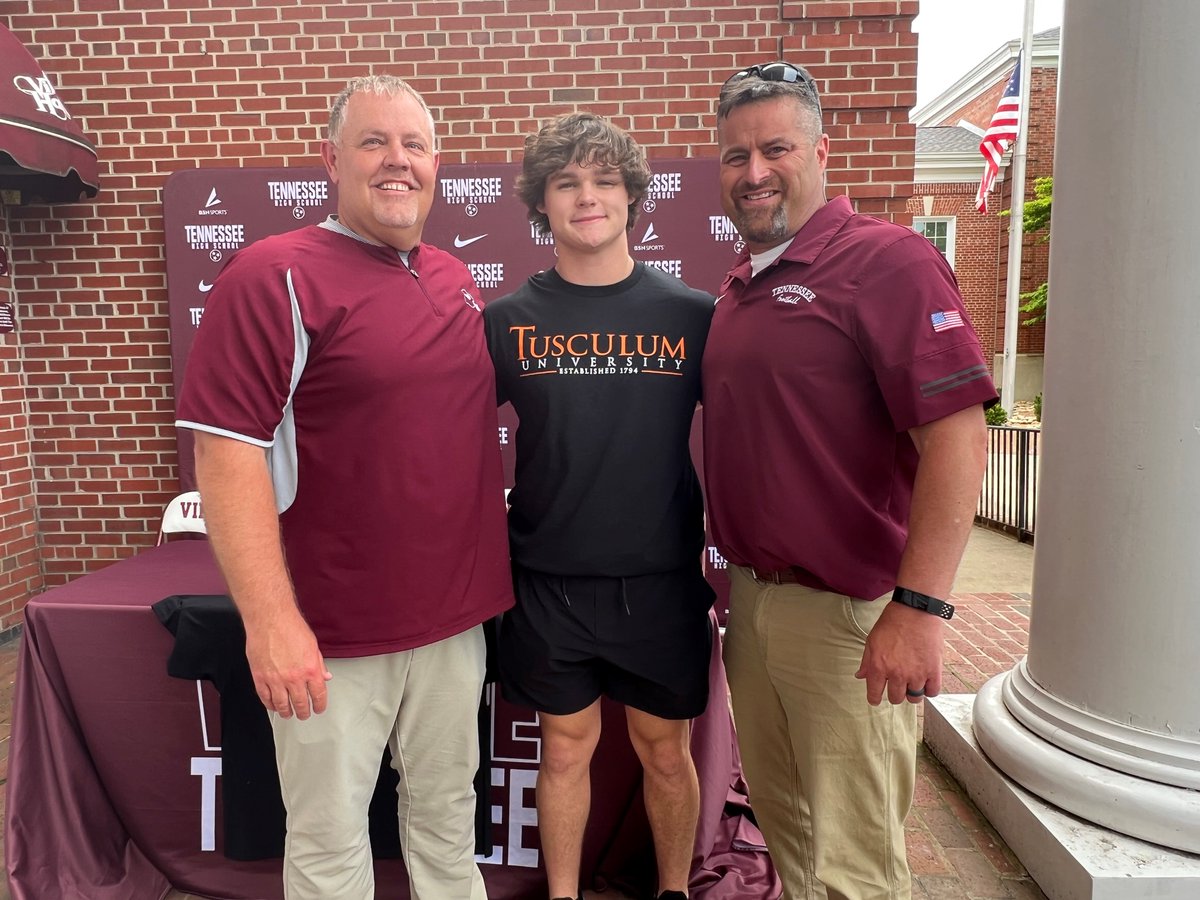 Thank you to my coaches and teammates, family and friends, Barry Wade, Ms. Kirk, Patty Feathers, and THS, for my awesome signing day yesterday. Thank you all for everything. Always a Viking. I'm excited to continue my education and play football as a Tusculum University Pioneer!
