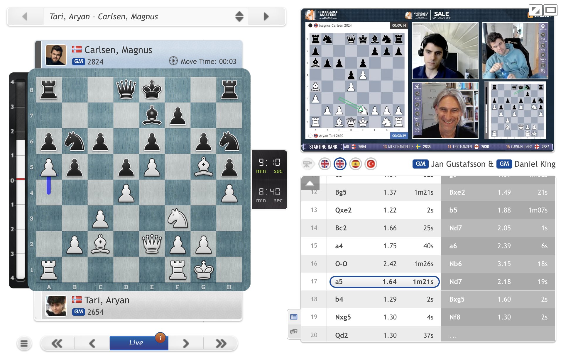 chess24 - Magnus Carlsen wins his 1st game of the 2022