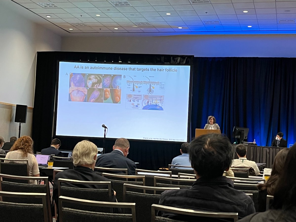 ChristianoLab's tweet photo. First up from the Christiano Lab at @SocInvestDerm is postdoc Dr. Tanya Sezin, presenting the beautiful work of Dr. Zhenpeng Dai on LFA1 in AA! Visit poster 863 for more info, and poster 567 for Tanya’s work on the gut microbiome in AA! https://t.co/v08bF3LTgJ