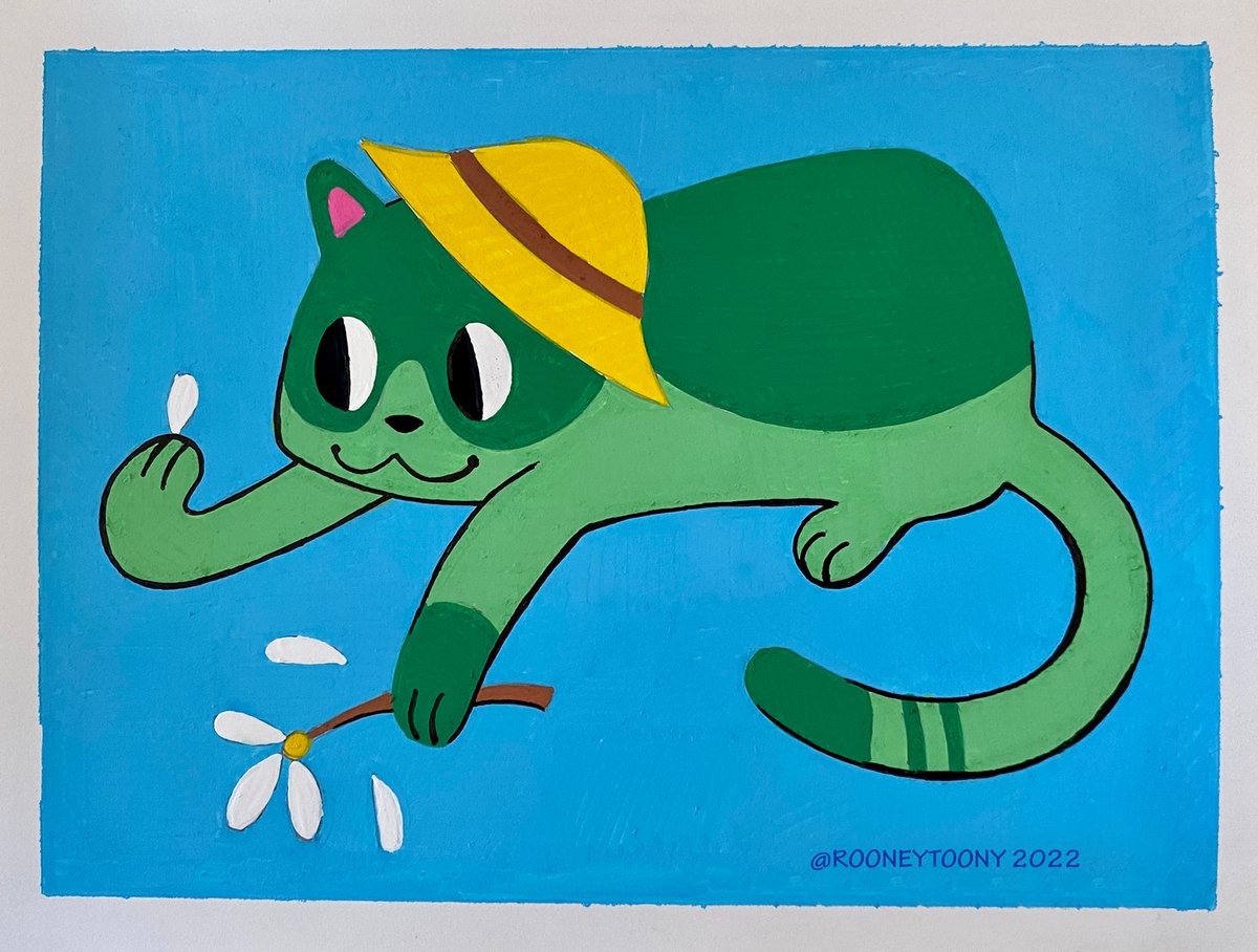 green kitty 🌼🐱 posca + pen