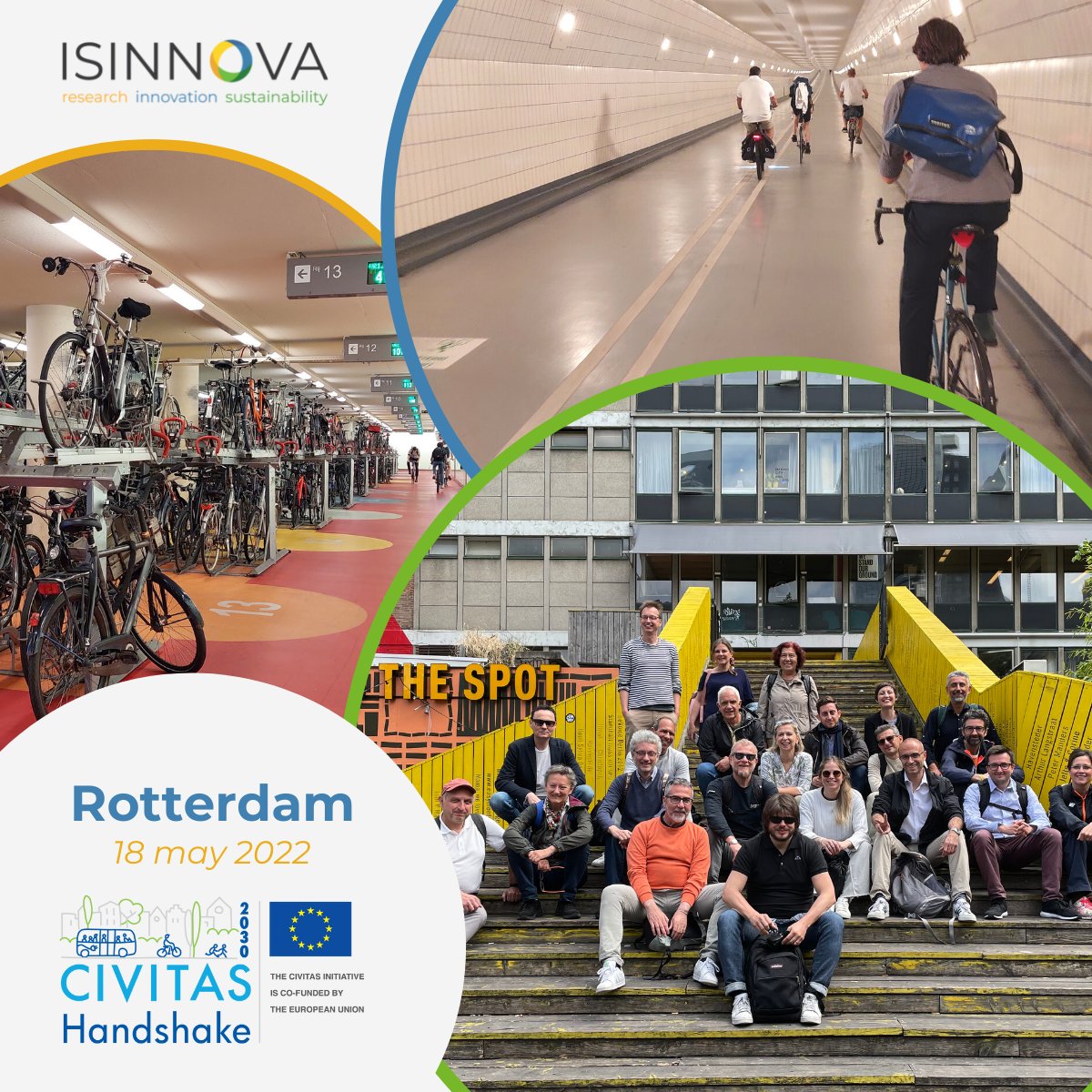 ISINNOVA's tweet photo. Enlightening trip to #Rotterdam for @Handshake_EU's team from #Turin and #Rome, diving into #cycling solutions in Europe's largest seaport🚢Home to holistic #urbanplanning for healthier, better connected, more attractive and #inclusive city models💚
💪Ready for the final leap 🏁 https://t.co/jBlfoQEtyD