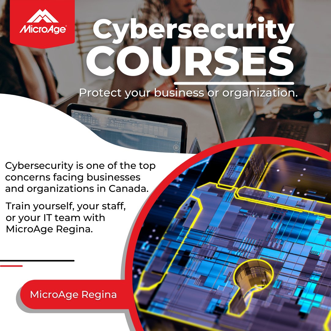 Cybersecurity is top of mind for many organizations right now. If you are concerned about cybersecurity in your organization, MicroAge Regina can help. We offer courses for IT professionals and non-professionals. Visit bit.ly/MicroAppTraini… for more information or to register.
