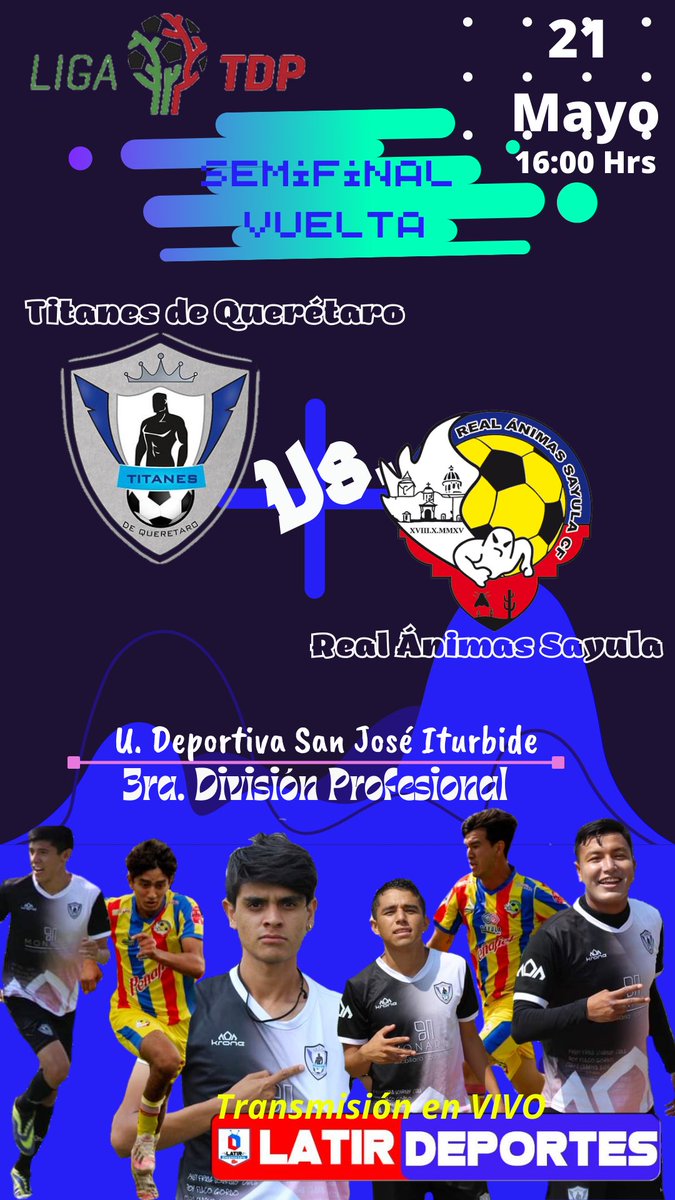 Es momento de apoyar con todo a <a href="/Titanesqro/">Titanes de Queretaro</a> en su juego de vuelta rumbo a la gran final de  <a href="/LigaTDP/">Liga TDP</a>⚽🏟️ La cita es este próximo sábado 21 de mayo desde la Unidad deportiva de San José iturbide en punto de las 16:00 Hrs.