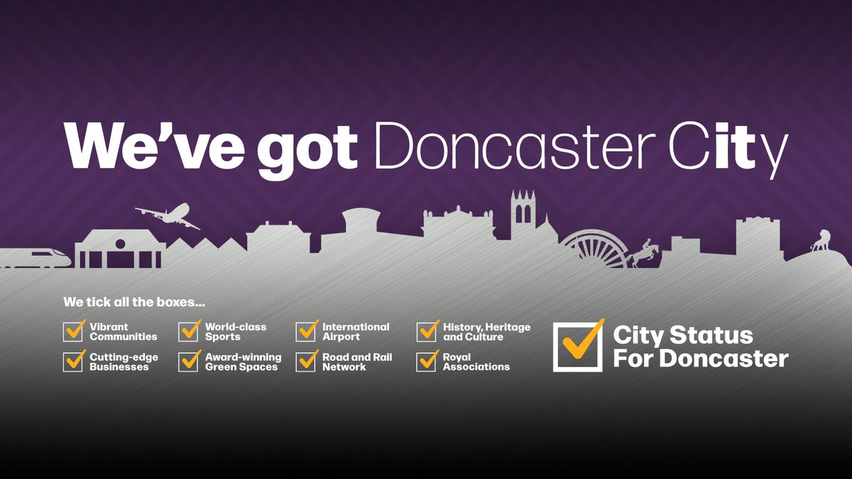 We're VERY pleased to confirm that Doncaster has won City Status as part of Her Majesty the Queen’s Platinum Jubilee Celebrations!🥳

We're one of 8 new cities to win the honour.

Thank you to everyone who gave us such amazing support to make our bid a winning one!

#WeGotItDN
