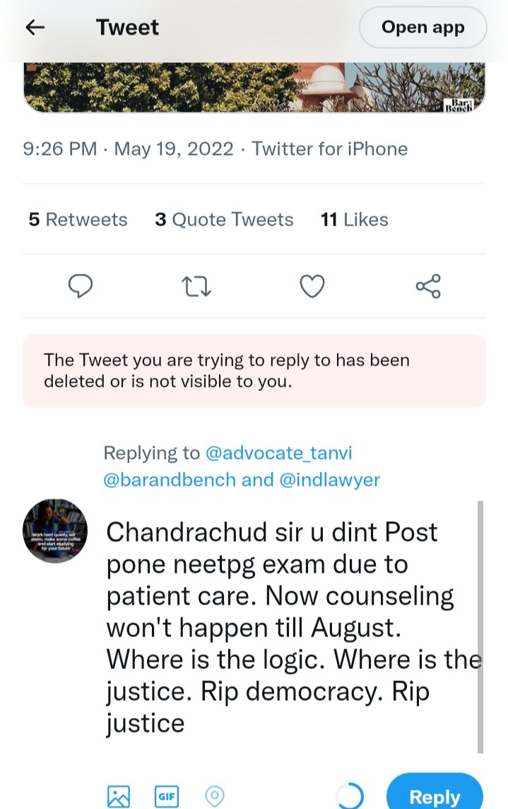 SAIKIRA74796988's tweet image. #NEETPG2022 
senior advocate @advocate_tanvi  deleted the tweet after posting EWS hearing date on 27th July.

After comments from aspirants asking for justice about patient care she deleted the tweet

She knew  justice was not on their side. Deleted to avoid chaos. Rip justice