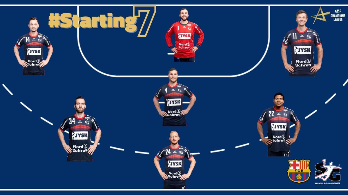 SGFleHa's tweet photo. Starting 7️⃣
Mit dieser ersten 7 startet die SG heute in die Partie gegen @FCBhandbol!
__________
#BARSGF
#MoinMoinEurope
#OhneGrenzen https://t.co/ctyfgHk21n