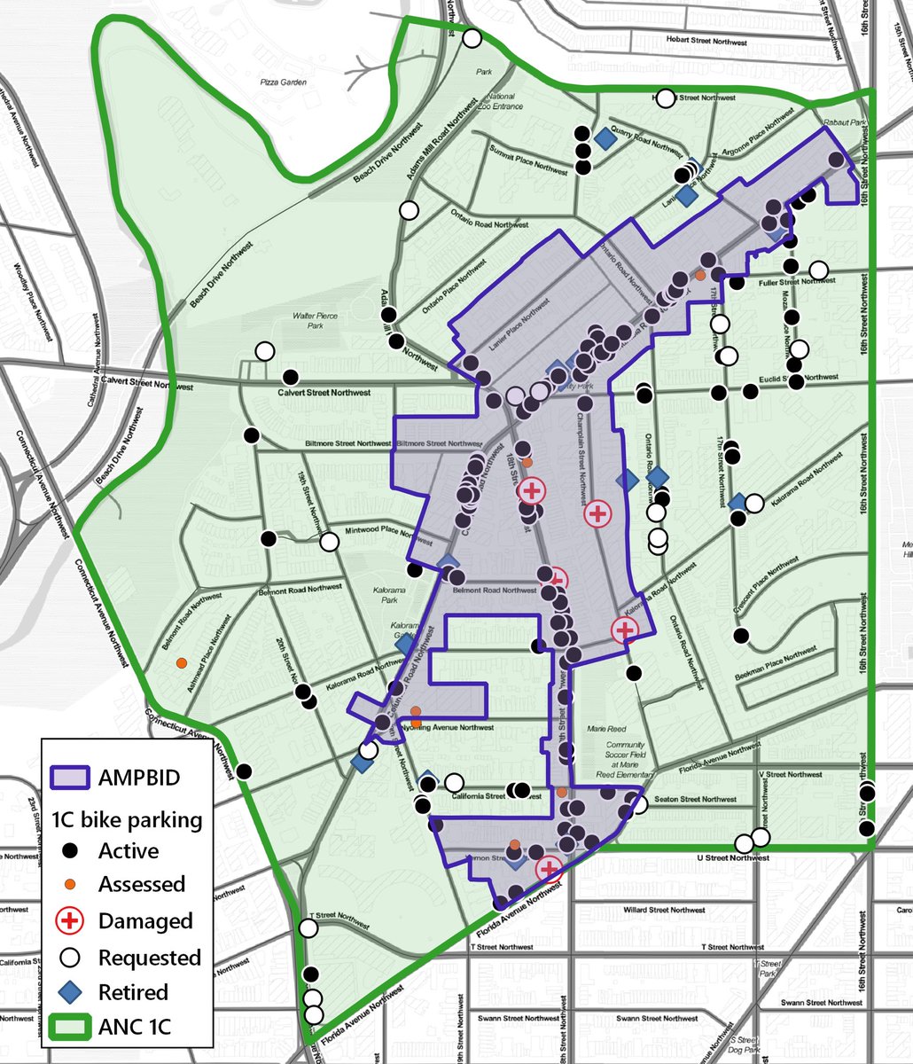 Cyclists: Adams Morgan is getting some new bike racks!

If you have suggestions for where they should be installed (we're limited to the purple area in this map) reach out or comment ⤵️