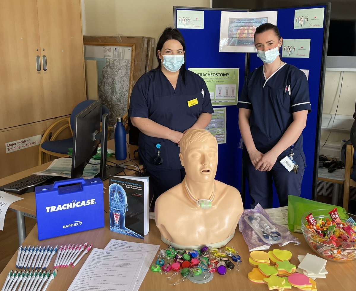 Careers day for wards 24 and 25 with our Clinical Lead Rachel displaying information on tracheostomy and laryngectomy care. One of the many respiratory conditions that our team care for.