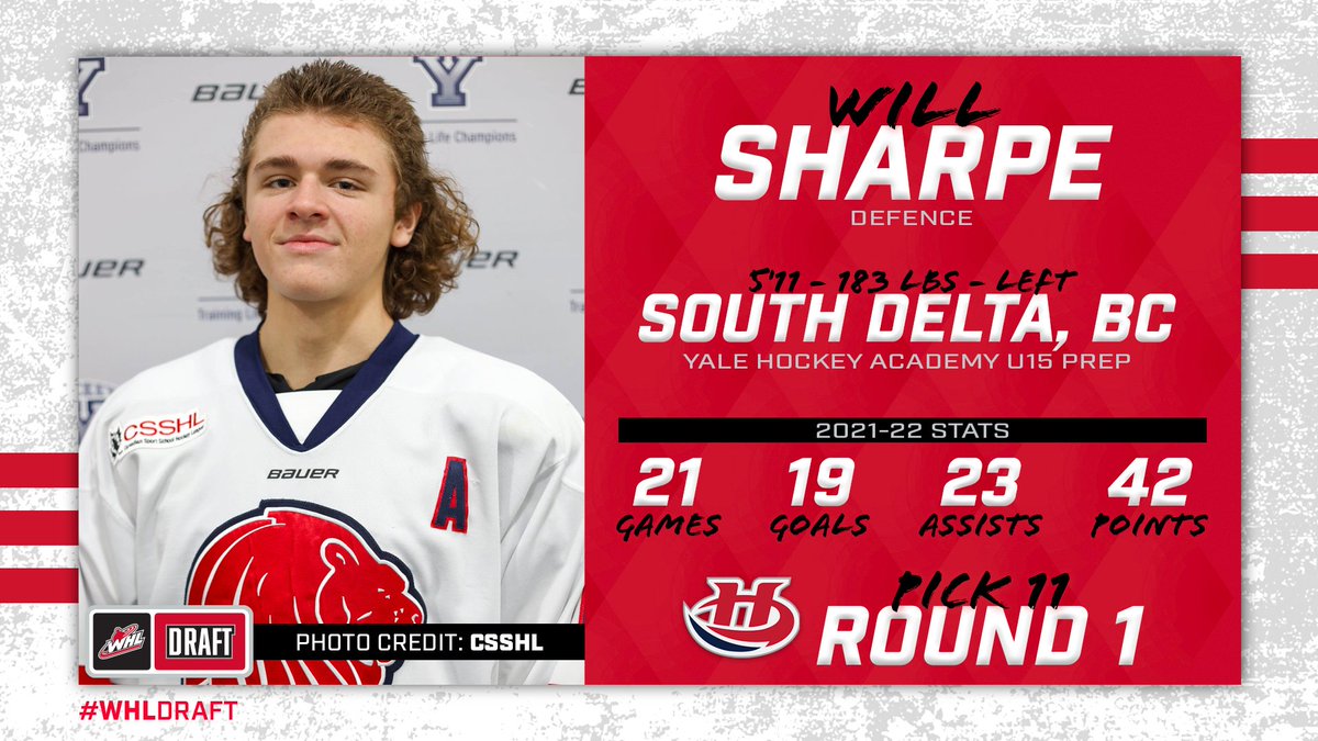 With the 11th-overall pick in the 2022 #WHLDraft, the <a href="/WHLHurricanes/">Lethbridge Hurricanes</a> select defenceman Will Sharpe of the <a href="/YHA_Lions/">YHA_Lions</a>.