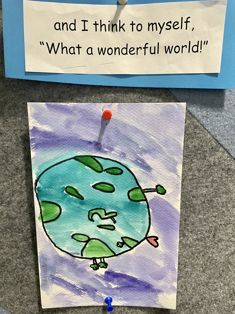 Enjoying the beautiful Birchview student artwork in the media center!