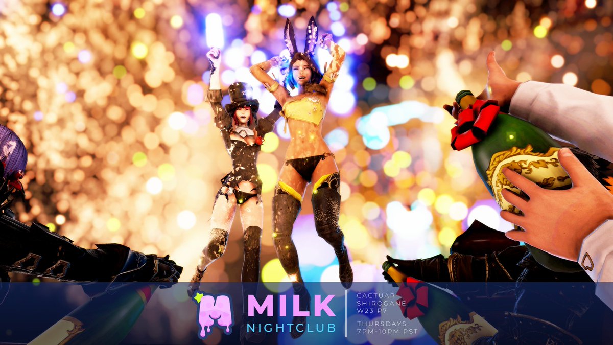 milkffxiv's tweet photo. WOOHOO! IT'S THURSDAY!  And you know what that means!
✨Milk Nightclub is open tonight! ✨

Pull up those pants, put your dancing shoes on, and get down on the dance floor to DJ AWP's jams!

Milk . Aether . Cactuar . Shiro . W23 . P7 . TH 7PM - 10PM PST
➡️https://t.co/OsAEWv9Q7H https://t.co/bGYaZbK8ZE