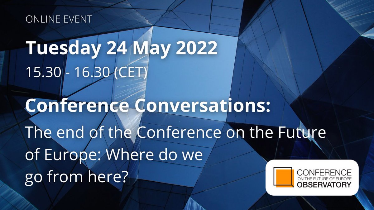 Conf_Observ's tweet photo. Now that the #CoFoE has officially ended, what happens now? How has the #CoFoE changed discussions on participatory #democracy in the EU?

Join us for these Qs and more at #ConferenceConversations - our talkshow on the #FutureOfEurope 🇪🇺

Register here ✍️: https://t.co/Aksf0nZAPJ https://t.co/S991R4aB8U