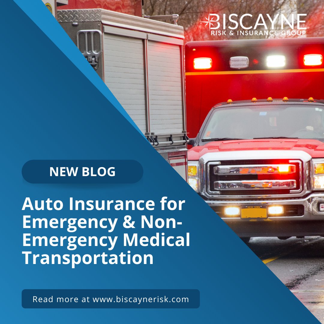 BiscayneRisk's tweet photo. For companies that utilize emergency or non-emergency medical transportation, specific insurance policies and coverage might be required by the state or local government. Is your company properly insured? Click here to learn more ➡️ https://t.co/CerCm6LdnZ #AutoInsurance https://t.co/bWtu9rlHgT