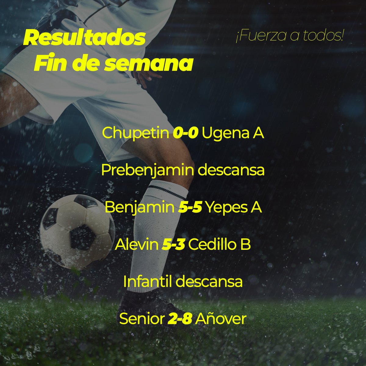 adyeles's tweet photo. Estos han sido los resultados de nuestros equipos este finde #ADYeles 💚 https://t.co/j7XEWHvxYc