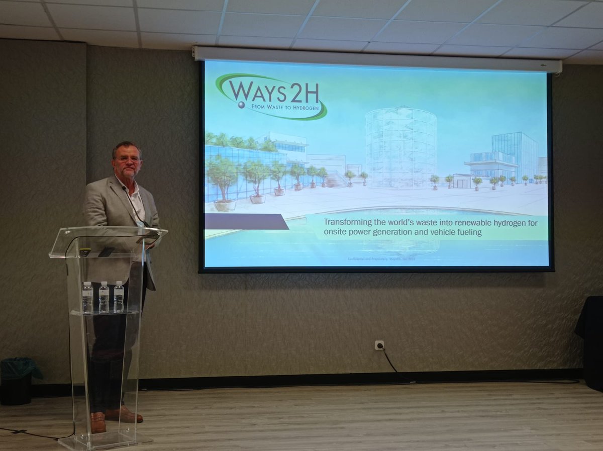 Ways2H's tweet photo. Jean-Louis Kindler at today's #EHEC2022 Conference in Madrid! A full room leading to a great presentation!

If you would like to hear more about how we can take our #waste and turn it into something #valuable, please contact us: https://t.co/mR8XeiZO7m

#wastetohydrogen #hydrogen https://t.co/U9j5QuQLyj