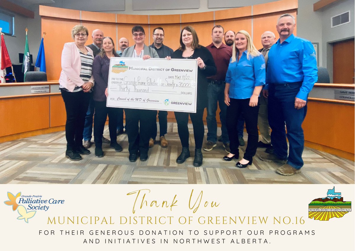 gp_palliative's tweet photo. Thank you, Municipal District of Greenview No. 16, for your continued support! 
 🦋💚
 #gppalliativecare #gpcompassionatecommunities #gpdonate #ThankfulThursday https://t.co/ldGltxglbf