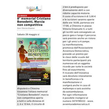 Anche sul numero di "Quello che c'è" di questo mese si parla dell'8ª edizione del Memorial Cristiano Benedetti.