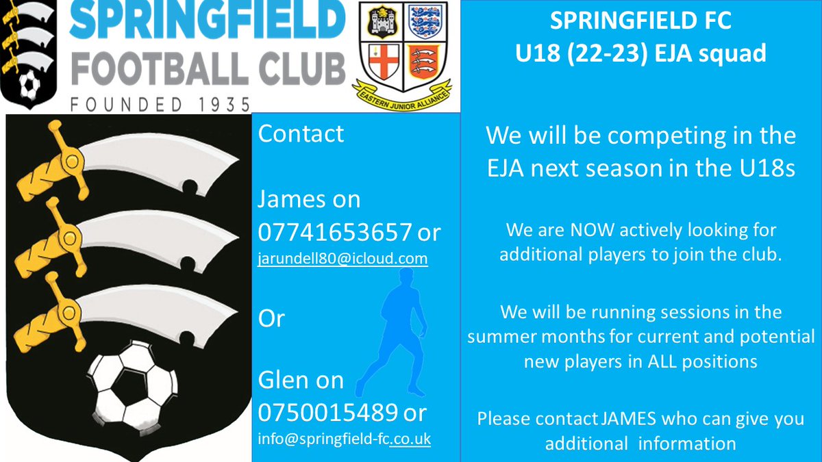 NEW SEASON 2022-23 - UNDER 18S EJA
Ready for a different challenge?
Hungry to progress your game?
Come over for a few sessions and see what you think