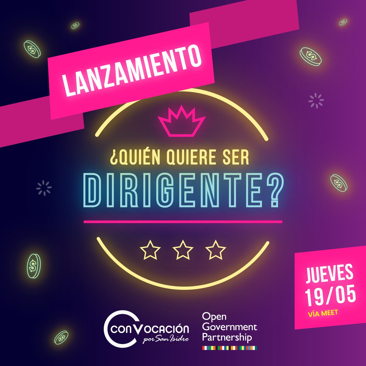 ⭐⭐HOY: LANZAMIENTO "¿QUIÉN QUIERE SER DIRIGENTE?"⭐⭐

¿Se puede lograr transparencia pública sin ser gobierno? ¡Sí!

Lanzamos "¿Quién quiere ser Dirigente?", el portal de Presupuesto Abierto de San Isidro hecho por ConVocación. 

¡Te esperamos 20hs: meet.google.com/isd-zxhx-qjo!