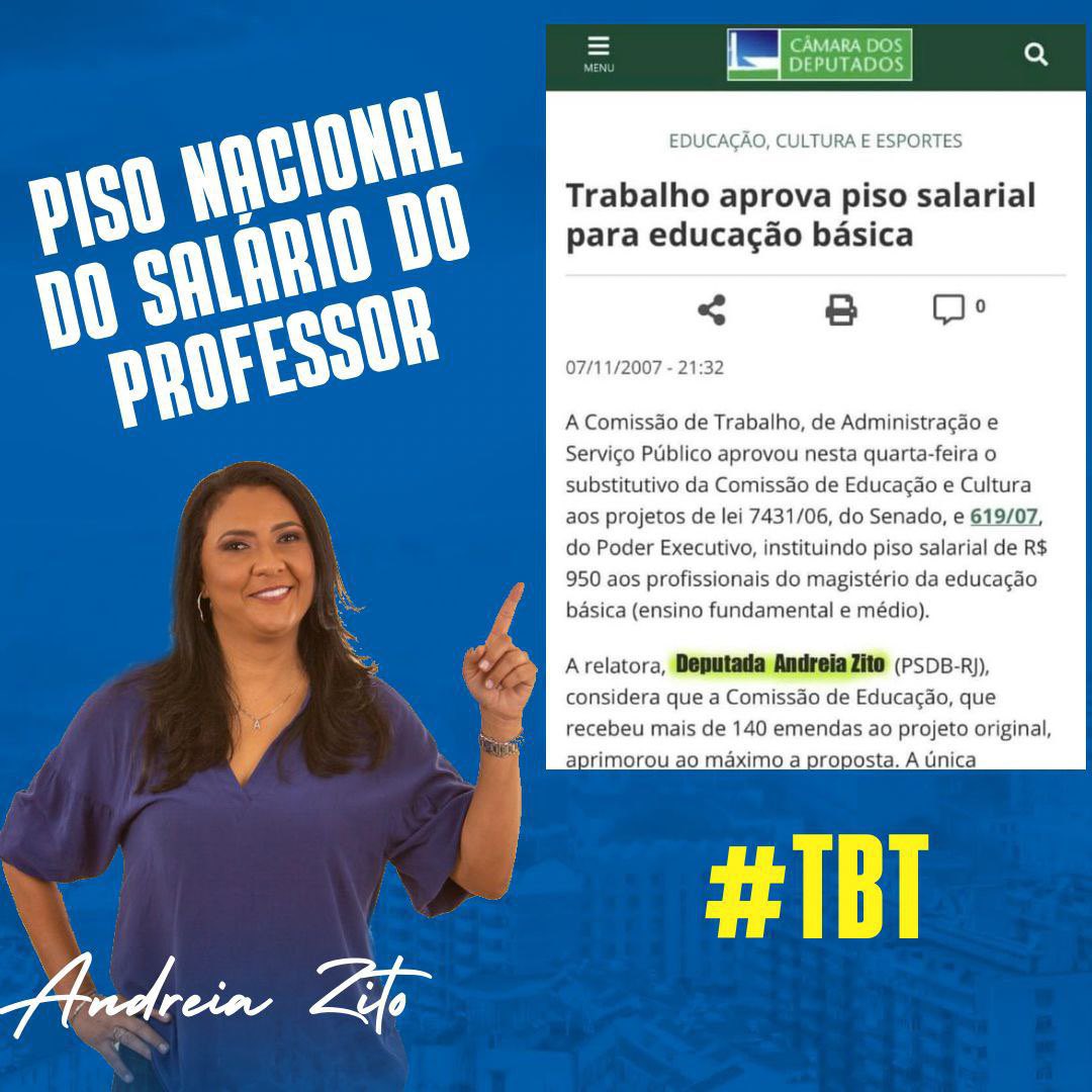 andreia_zito's tweet photo. #TBT 
FUI RELATORA DO PISO NACIONAL DO SALÁRIO DO PROFESSOR 
Infelizmente essa lei ainda precisa ser respeitada em várias regiões. Precisamos lutar permanente pela melhoria da qualidade da educação. Um salário digno, é um grande passo.
#andreiazito #pisonacional #professor https://t.co/74JQG1I5lb