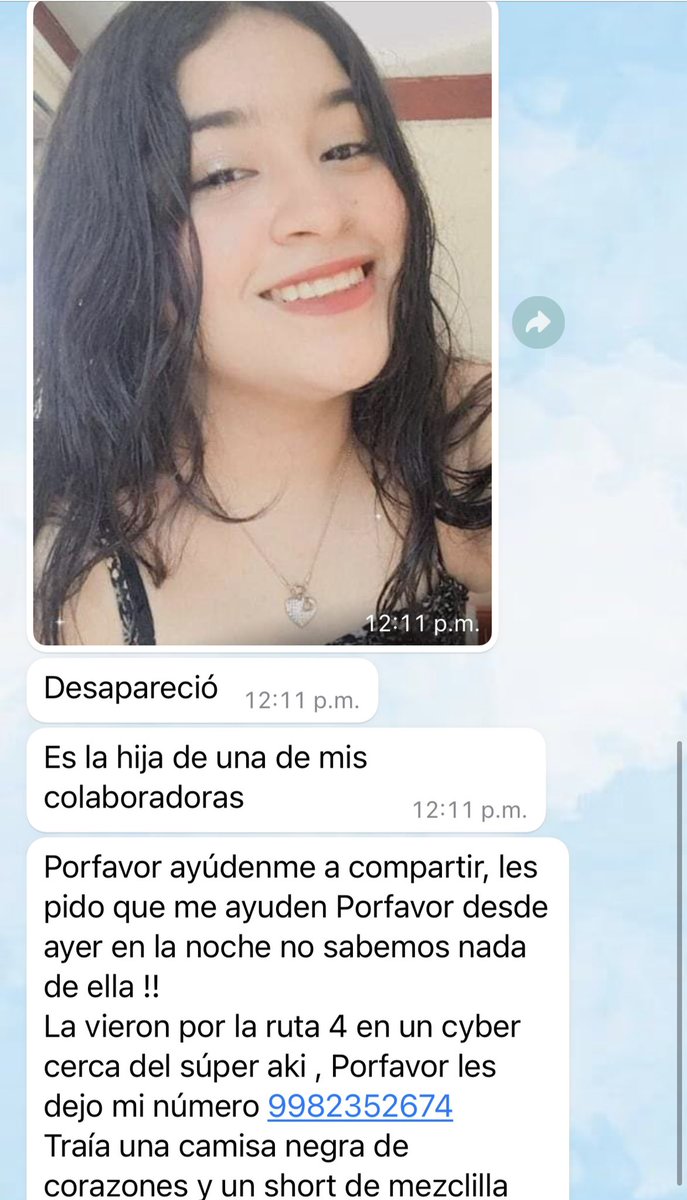 AnnetteRuv's tweet photo. 💜¿Nos ayudas a compartir? 🔍🔍🔍#Desaparecida en📍#Cancún 

@femxfem1 
@HijasdeXtabay 
@DASCANCUN
@PAOLASAEB
@MAREAVERDEMX @LUCHADORASMX
@HELPMORRAS
@REDALASGENERO
@CREANDO_JUNTAS
@CMDPDH
@EQUISJUSTICIA
@LILACIZAS @INCENDIARIAS_
@DISOCIATIIVA
@VOCESFEMINISTA
@MUJERESDELASAL https://t.co/Pn9WuFyxLD