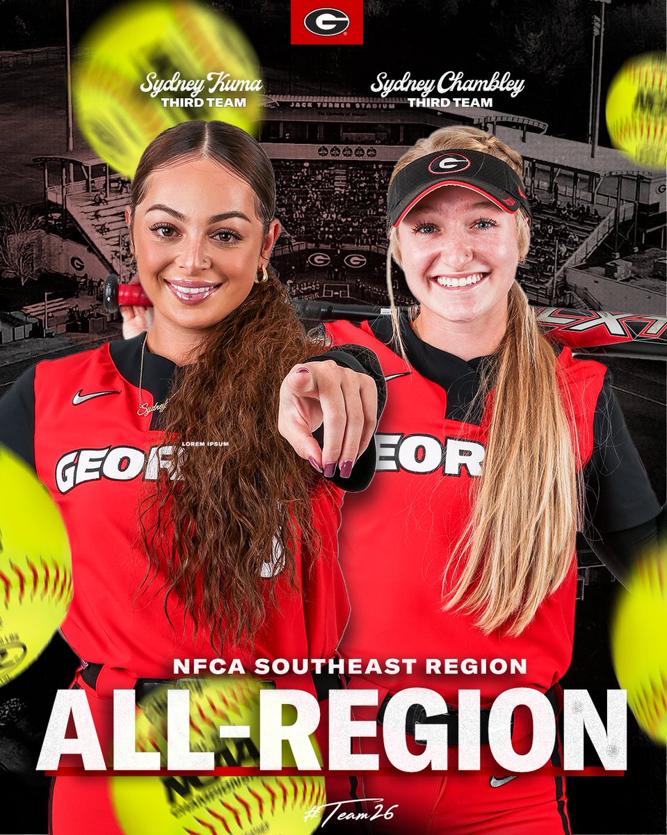 Georgia Softball (@ugasoftball) on Twitter photo 5οΈβ£ Bulldogs have earned <a href="/NFCAorg/">National Fastpitch Coaches Association</a> All-Southeast Region honorsβΌοΈ
π₯ All-Southeast Region Second Team
<a href="/saramosley33/">Sara Mosley</a>
@jaydakearney
<a href="/LaceyFincher3/">Lacey Fincher</a>
π₯ All-Southeast Region Third Team
<a href="/sydneykumzzz/">Leilani</a>
<a href="/SydneyChambley/">sydney chambley</a>
π gado.gs/9ck
#Team26 | #GoDawgs 5οΈβ£ Bulldogs have earned <a href="/NFCAorg/">National Fastpitch Coaches Association</a> All-Southeast Region honorsβΌοΈ
π₯ All-Southeast Region Second Team
<a href="/saramosley33/">Sara Mosley</a>
@jaydakearney
<a href="/LaceyFincher3/">Lacey Fincher</a>
π₯ All-Southeast Region Third Team
<a href="/sydneykumzzz/">Leilani</a>
<a href="/SydneyChambley/">sydney chambley</a>
π gado.gs/9ck
#Team26 | #GoDawgs