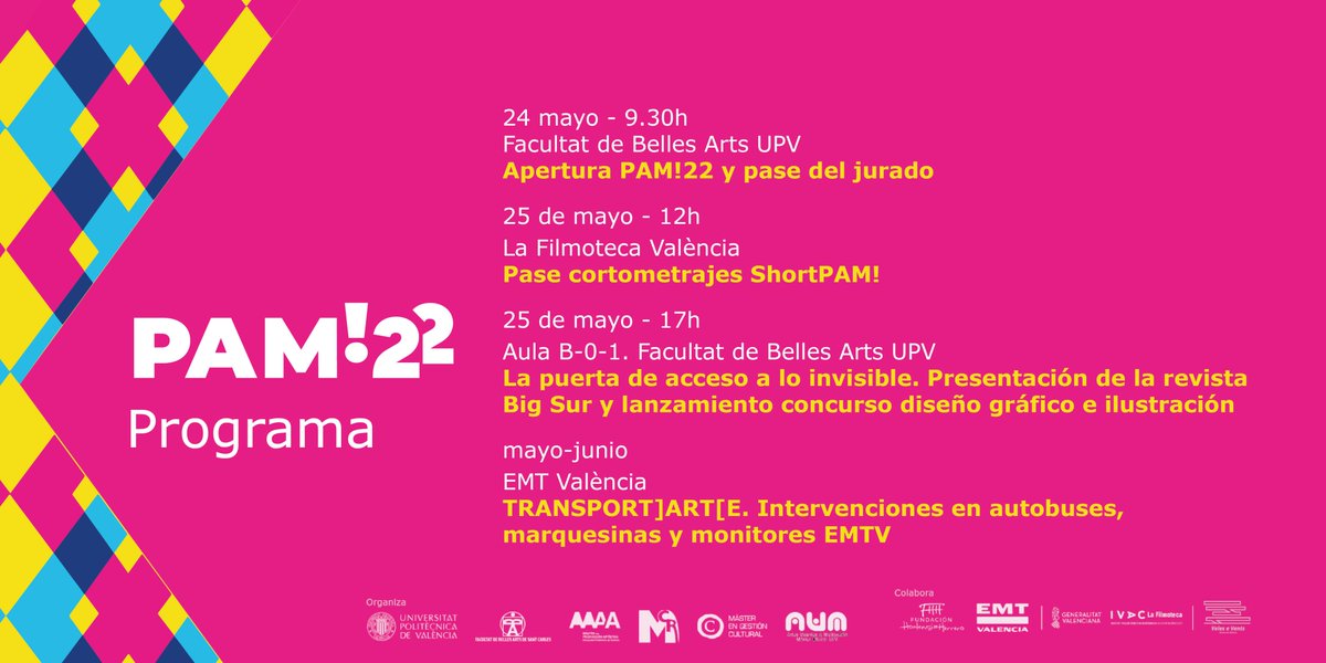 ¡No te pierdas nada la próxima semana!
Compartimos contigo la programación de PAM!22👇