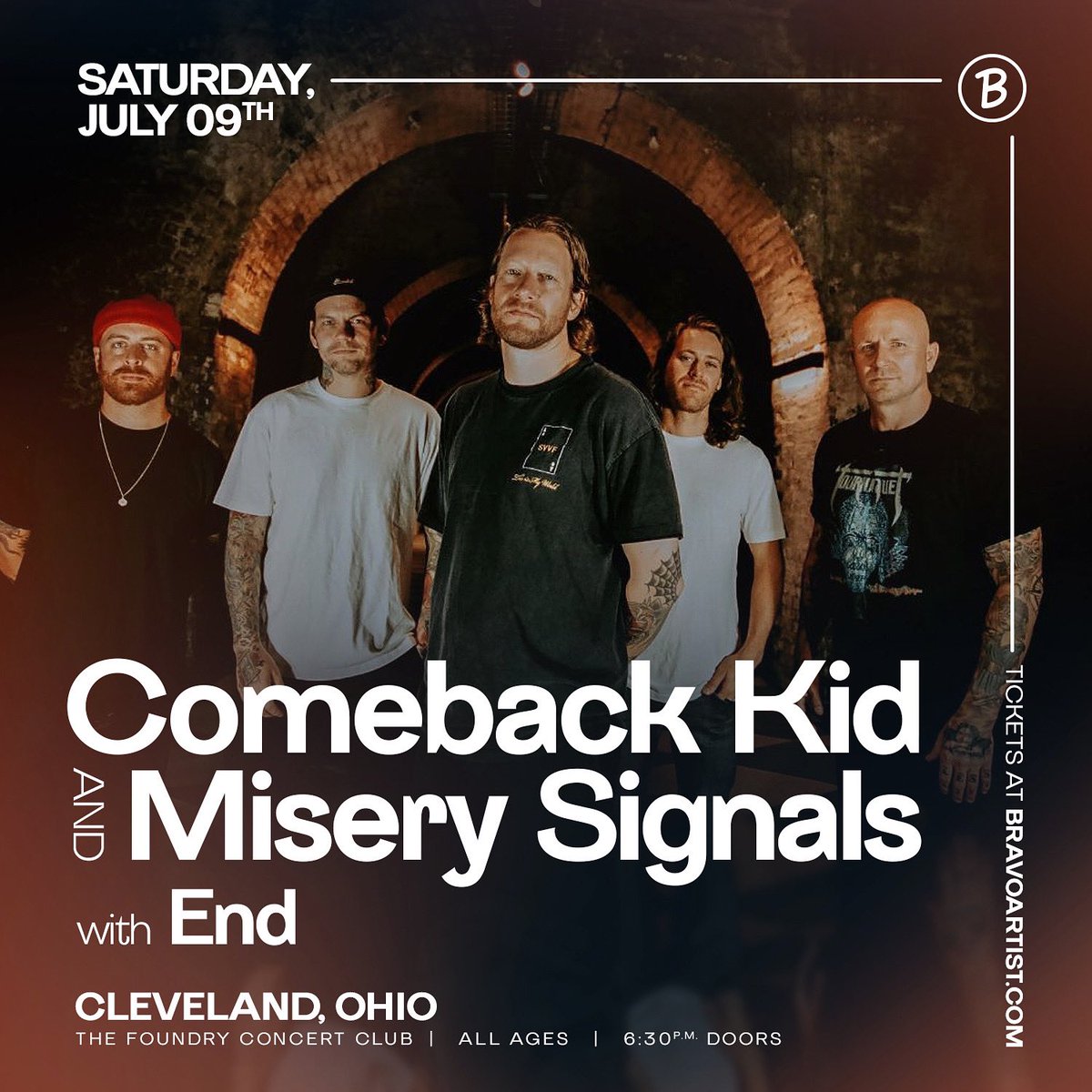 🔥NEW SHOW 🔥That’s right - Comeback Kid is about to absolutely rock Cleveland with Misery Signals and END this summer! Stoked for this! 🎟Tickets on sale this Friday - don’t miss this one!