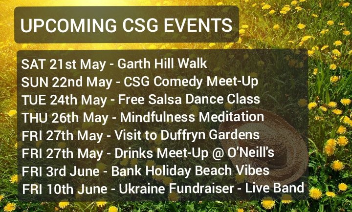 CardiffSocialG's tweet photo. Upcoming Cardiff Social Group Events. Find us on Facebook (Link in bio). Over 13,000 members, innovating the Cardiff Social Scene #CARDIFF  #cardiffcity #cardifflife #social #positivity #community #cardiffcouncil https://t.co/mSAY9bqFkB