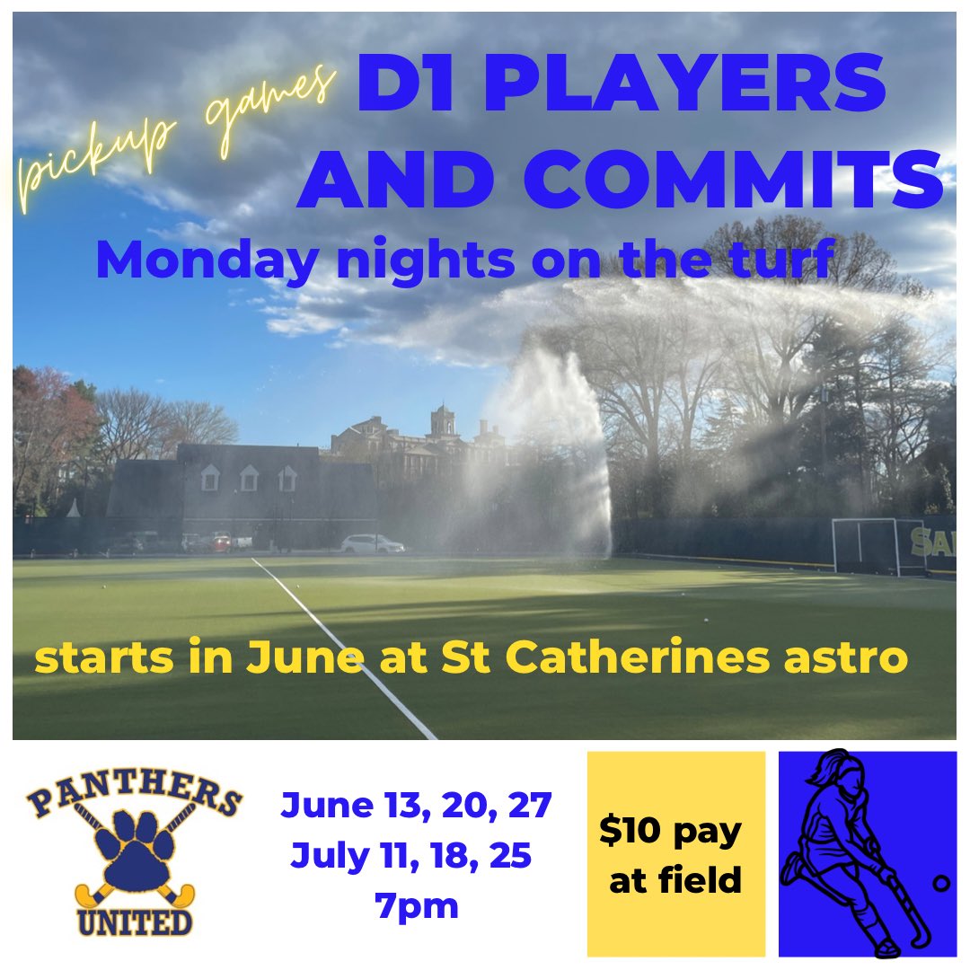D1 players and commits come on out to the turf for some pickup games this summer $10 pay at the field #growthegame #fieldhockey