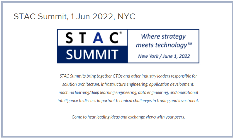 nitinramrap's tweet image. Another great event today organized by STAC - Securities Technology Analysis Center! I highly recommend attending the one taking place in NYC on the 1st of June. Details here: lnkd.in/eBYy6i_C

#bigdata #fastdata #fastdatastrategy #fintech #fintechinnovation