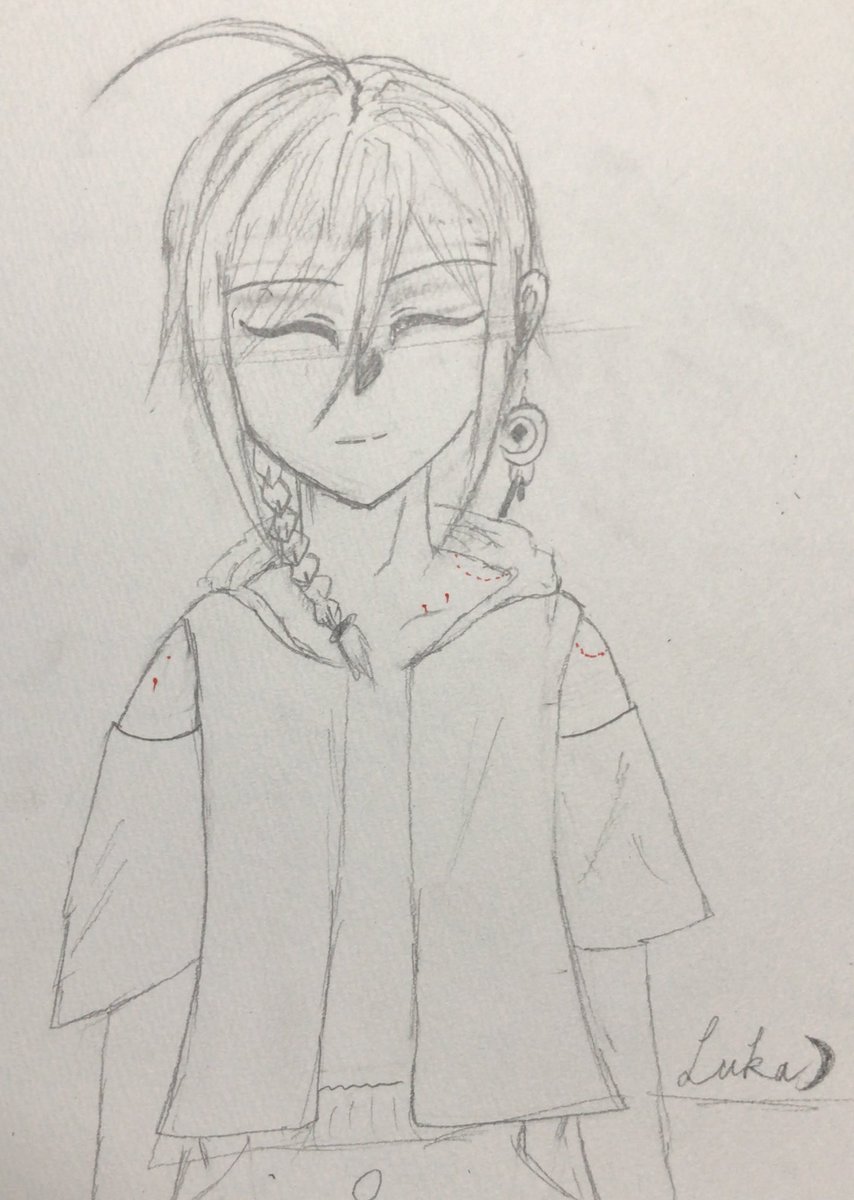 Luca_Joker's tweet photo. #みんなで楽しむTwitter展覧会 #うちの子 #絵描きさんと繋がりたい #絵描きの輪 #落書き #オリキャライラスト #アナログイラスト 
名前：Paeon
性別：♀︎

噛み跡……？ https://t.co/pLaQ0NYCix