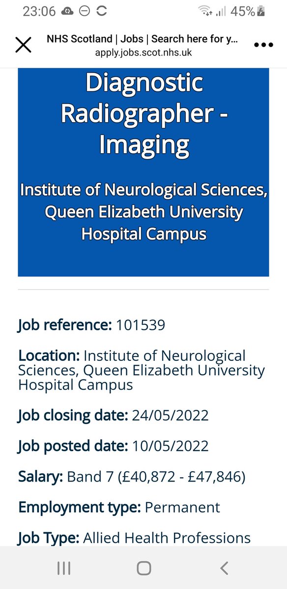 Jacquie (@jp_maghag) on Twitter photo **B7 Job Opportunity**
Lead Radiographer at INS Glasow! fantastic chance to join a dynamic, friendly😁and dedicated imaging team💪
<a href="/INSNeurosurgery/">Institute of Neurological Sciences</a> <a href="/NHSGGC/">NHS Greater Glasgow and Clyde</a> <a href="/michmcc82/">Michael McCulloch</a> <a href="/silvertoes86/">Jules</a> <a href="/SCoRScotland/">SCoR Scotland Members</a> <a href="/marieaustin28/">Marie Austin</a> @TechyTD <a href="/auntybiffy/">Elizabeth McSorley</a>
👇👇👇👇👇👇👇👇👇👇 **B7 Job Opportunity**
Lead Radiographer at INS Glasow! fantastic chance to join a dynamic, friendly😁and dedicated imaging team💪
<a href="/INSNeurosurgery/">Institute of Neurological Sciences</a> <a href="/NHSGGC/">NHS Greater Glasgow and Clyde</a> <a href="/michmcc82/">Michael McCulloch</a> <a href="/silvertoes86/">Jules</a> <a href="/SCoRScotland/">SCoR Scotland Members</a> <a href="/marieaustin28/">Marie Austin</a> @TechyTD <a href="/auntybiffy/">Elizabeth McSorley</a>
👇👇👇👇👇👇👇👇👇👇