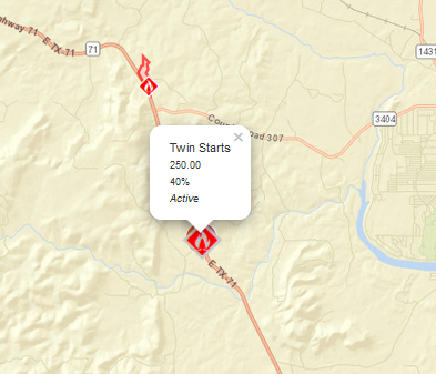 AllHazardsTFS's tweet photo. Alert: Texas A&M Forest Service is responding to a request for assistance in Llano County on the #TwinStartsFire. The fire is an estimated 250 acres and 40% contained. The fire is located near the 57-acre #SlabRoadFire that ignited on May 17, 2022. #txfire https://t.co/AAzyLmIu0p