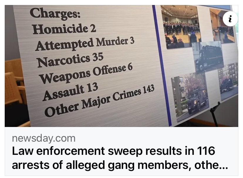 100+ dangerous thugs are off the street thanks to the outstanding work of <a href="/NassauCountyPD/">NCPD</a> led by @PaddyRyderNCPD &amp; in partnership with other law enforcement. Rather than defunding police like extremists tried to do, we must invest in efforts like these to keep our streets safe.