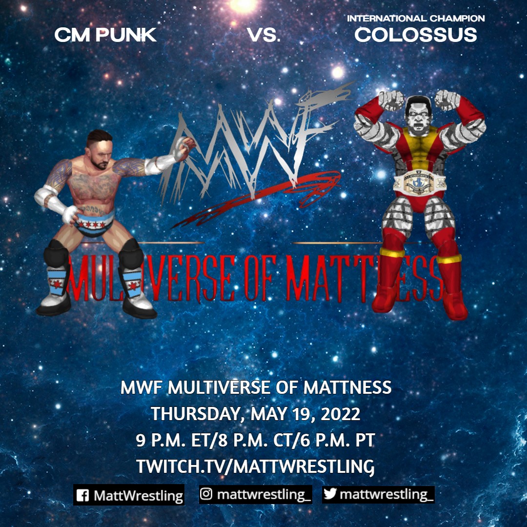 MattWrestling_'s tweet photo. After regaining the International Championship at #MattMania, Colossus makes the first defense of his second reign against CM Punk at #MultiverseofMattness!
#MattWrestling #FireProWrestling #FPWWorld https://t.co/FjqxNPpMdq