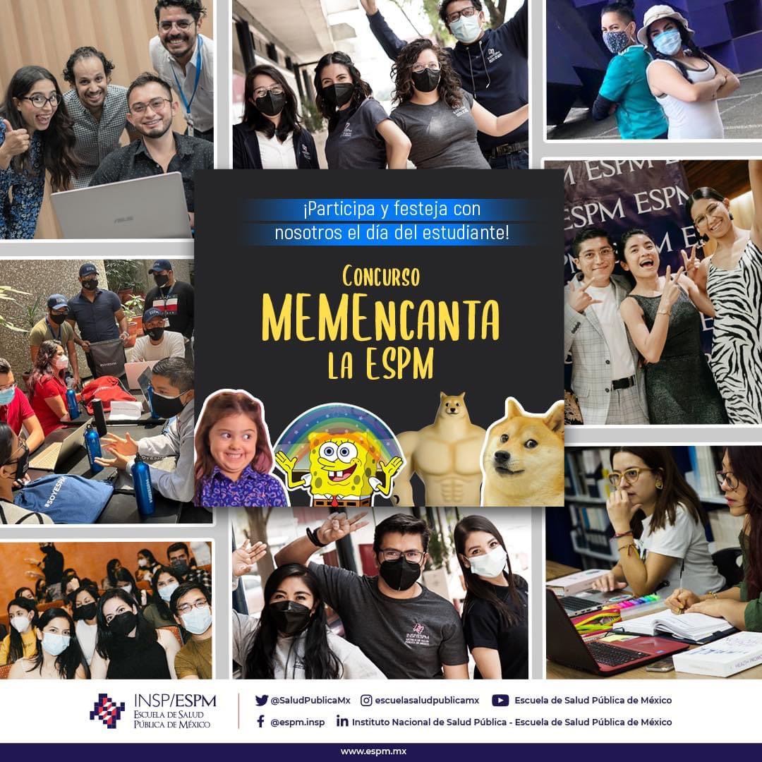 EstudiantesESPM's tweet photo. Concurso #MemEncanta 

La Escuela de @SaludPublicaMx convoca a su comunidad estudiantil a participar 👻😸🥳

Tienes hasta el sábado 21 de Mayo para registrarte

🌐 INFO: https://t.co/wAuObZA84B https://t.co/0XlVkwoWxF