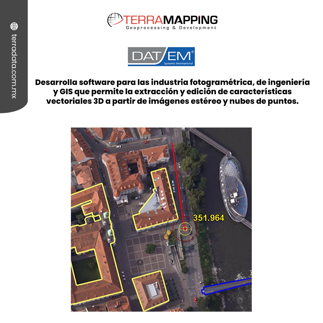 Terramapping's tweet image. 𝐃𝐀𝐓/𝐄𝐌 𝐒𝐲𝐬𝐭𝐞𝐦𝐬 𝐈𝐧𝐭𝐞𝐫𝐧𝐚𝐭𝐢𝐨𝐧𝐚𝐥® desarrolla software para las industria fotogramétrica, de ingeniería y GIS que permite la extracción y edición de características vectoriales 3D. S𝐨𝐦𝐨𝐬 𝐝𝐢𝐬𝐭𝐫𝐢𝐛𝐮𝐢𝐝𝐨𝐫𝐞𝐬 𝐚𝐮𝐭𝐨𝐫𝐢𝐳𝐚𝐝𝐨𝐬.