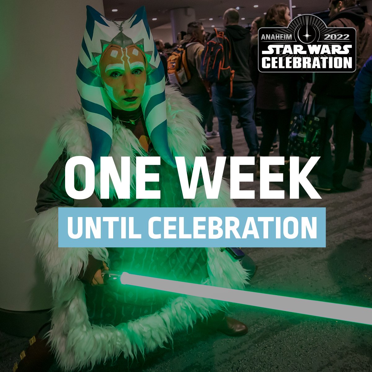 SW_Celebration's tweet photo. Star Wars Celebration fans, we have one week until we are all together celebrating one of the greatest Sagas ever told! We are most excited to be with you all 🌟 What are you most excited for? 

Only limited Thursday tickets remain, buy yours at https://t.co/EDbihTHJFF https://t.co/qlpQvxrwiq