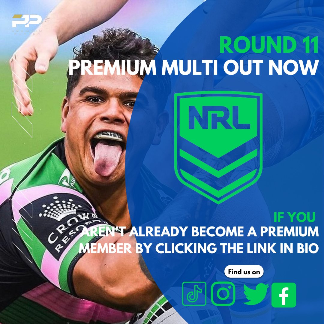 PremiumPunter_'s tweet photo. NRL Round 11 Multi out now for all of our premium members. If you aren't already become a member with the link in descrption. Good Luck🔥🔥#bet #nrl #round11 #parlay #mutli #punting #tips https://t.co/KRSC79C7fA