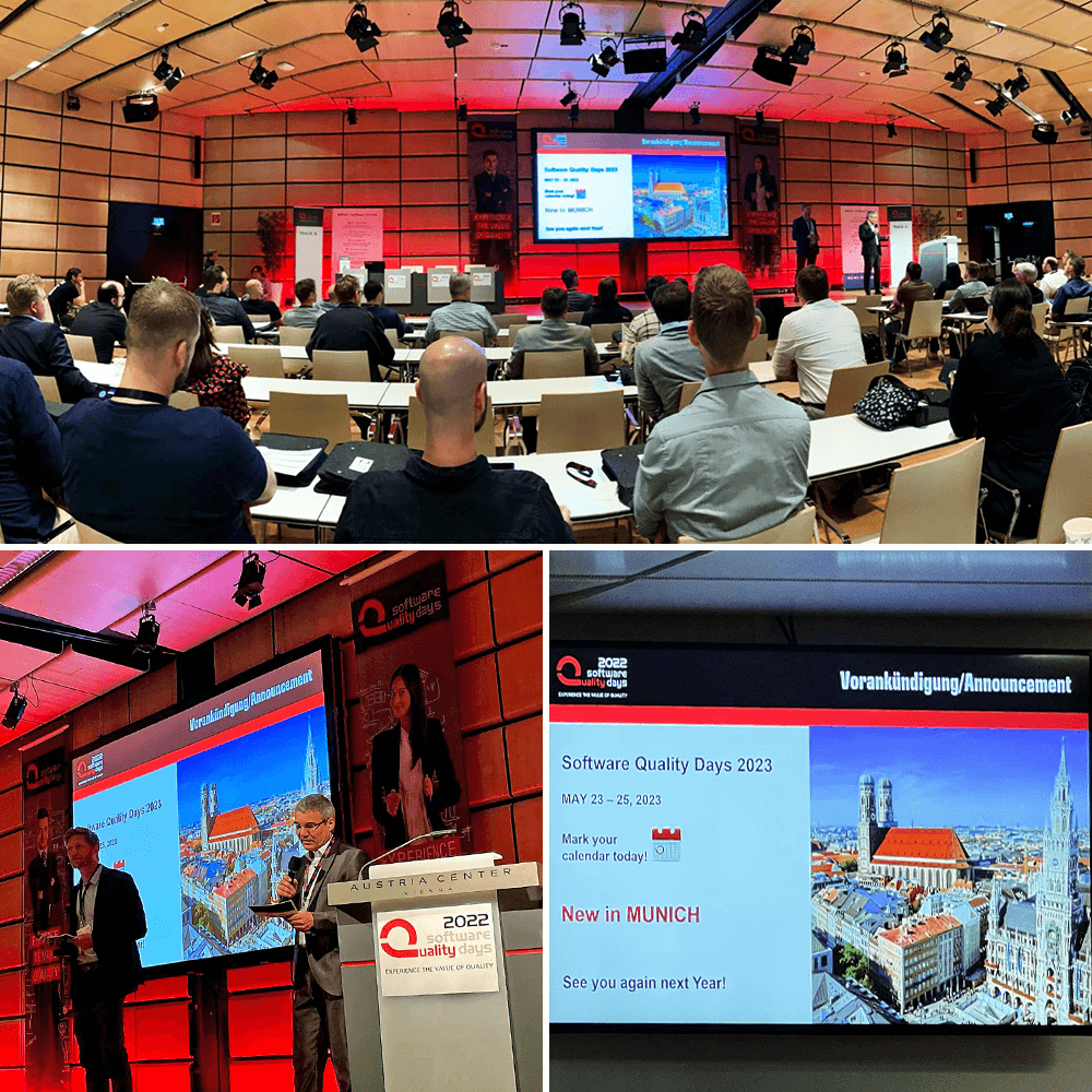 fortiss's tweet photo. Thanks to the #SoftwareQualityDays2022 at the @acv_official in #Vienna. We are pleased to announce that we will be co-hosting the #SoftwareQualityDays2023 #SQD23, May 23-25, the first time in #Munich!
#softwaretesting #softwareQuality #SoftwareEngineering #softwarelifecycle https://t.co/H2KYAhkdRl
