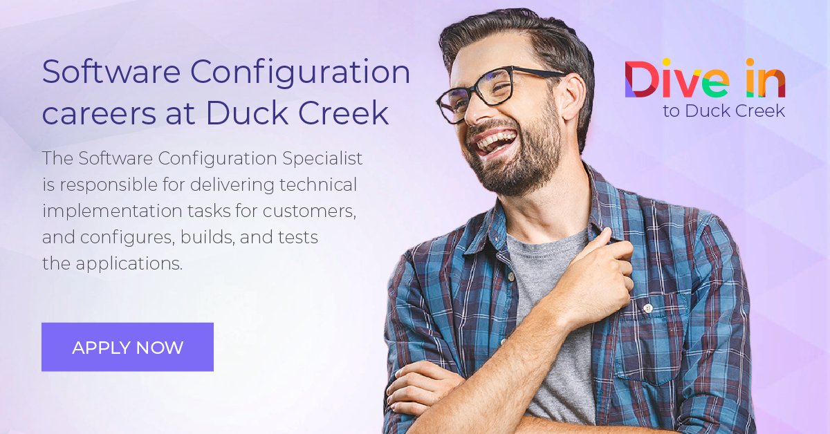 DuckCreekTech's tweet image. Want to disrupt one of the most important industries in the world with cutting-edge #technologies? We’re looking for people to shape the future of #insurance and if you&apos;re an expert in #SoftwareConfiguration looking to make a change, #apply today: okt.to/BhfvNW #Hiring
