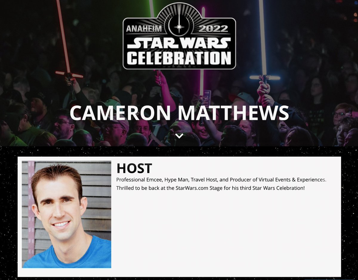 CamActor's tweet photo. ✨ It’s official! I’m thrilled to be returning to Star Wars Celebration next week in Anaheim. I’ll be hosting/hyping up the fans alongside the incredible team at Star Wars Celebration LIVE!  Stop on by or watch LIVE on https://t.co/nLM3FtsYhZ. You never know who’ll pop by. 🤩✨ https://t.co/pziH7HzCJK