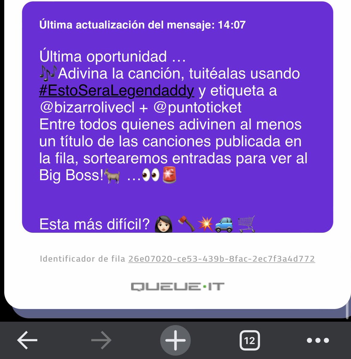 CvtaPaz's tweet photo. @puntoticket @bizarrolivecl La rompe carro y dice bom 💣 #EstoSeraLegendaddy @puntoticket @bizarrolivecl  vamos big boss🐐🍀 queremos ganar 🥺🍀💖 https://t.co/ERTQjOYrz1