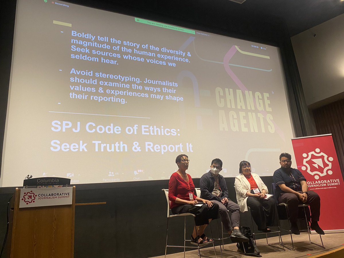 thequotablelife's tweet photo. At #CJS2022, @JuneteenthProd emphasizes two tenets of @spj_tweets Code of Ethics that have been in place since the ’30s.
#communityjournalism
#CommunityEngagement
#mythofobjectivity #theviewfromsomewhere #listentothesevoices #amplifythesevoices https://t.co/isM4cFjzHE