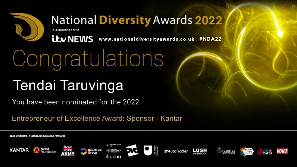 Final push for <a href="/tendaisupply/">Tendai</a>!

Click the link below to endorse his nomination for Entrepreneur of Excellence Award at The National Diversity Awards 2022

Just 1️⃣ day to go so move fast! Votes close tomorrow (20/05/2022)

Vote: nationaldiversityawards.co.uk/awards-2022/no…